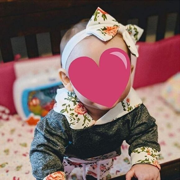 Baby Girl 2 Piece Outfit Floral Hoodie and Pants Matching Headband 12/18 Months - Picture 4 of 7
